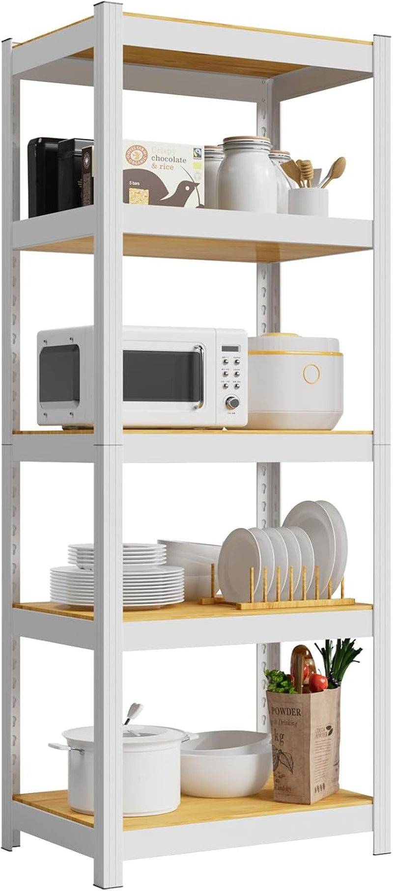 Durstruct 5 Tier White Metal Shelving Unit 24" W×16" D×60" H