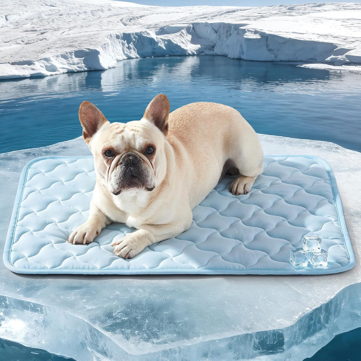 GASUR Cooling Mat for Dogs, Q-Max>0.5 Instant Temp Drop Dog Cooling Mats for Medium Dogs&Cats, Cooling Pad for Dog - Indoor Outdoor Travel Use, Snag Resistant，Machine Washable&Anti-Slip, 28"X22" Blue