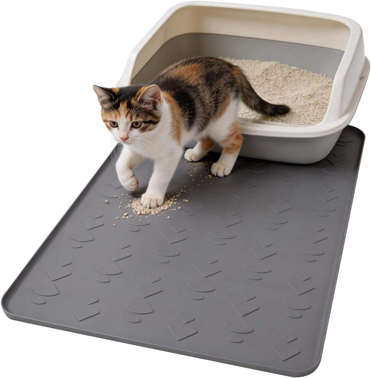 Large Silicone Cat Litter Box Mat 34" X 22", Waterproof & Urineproof