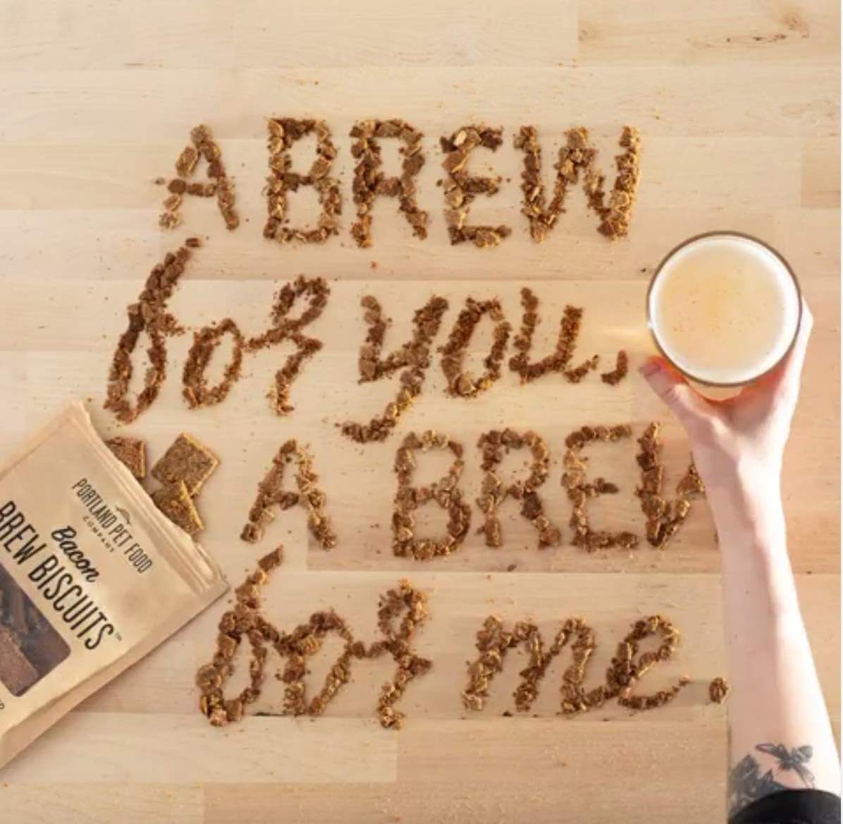 CRAFTED by HUMANS LOVED by DOGS Portland Pet Food Company Beef Broth Brew Biscuit Dog Treats (1 Pack, 5 Oz Bag) – All Natural, Human-Grade, Usa-Sourced and Made