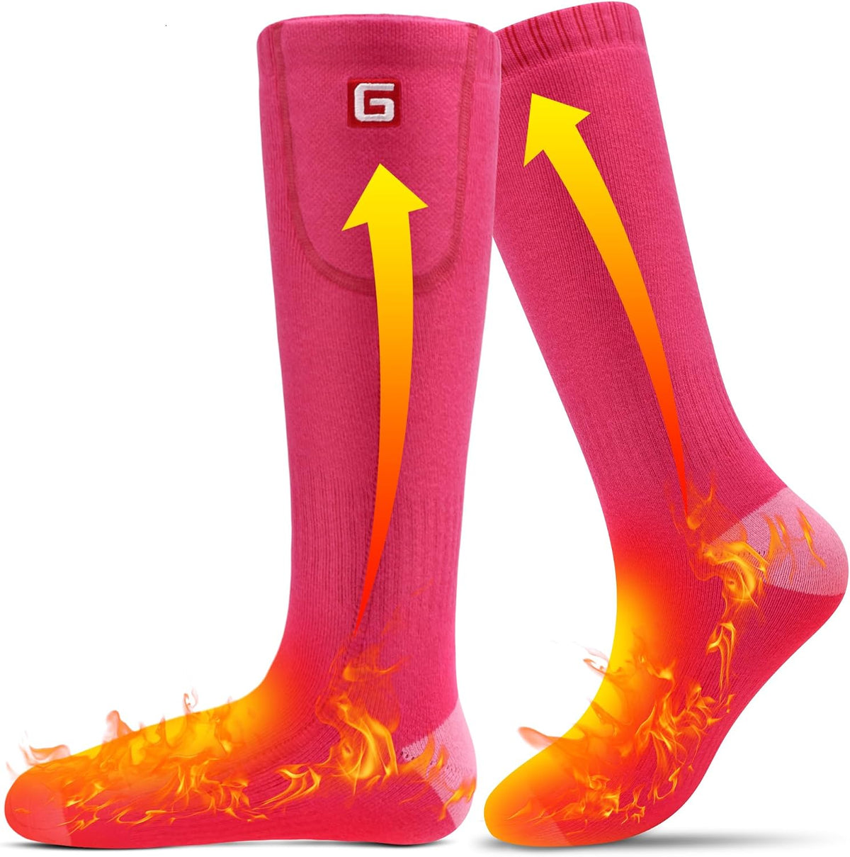Rabbitroom Ladies Heated Socks Upgraded Rechargeable Washable Women Socks with 3 Levels Setting,Arthritis Relief Foot Warmers for Winter Skiing, Hunting Outdoor Activities(Medium Size)
