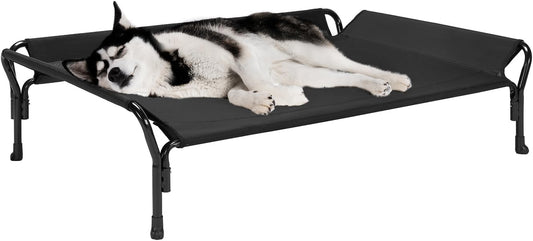 Veehoo Cooling Elevated Dog Bed, Raised Dog Cot with Guardrail & Headrest
