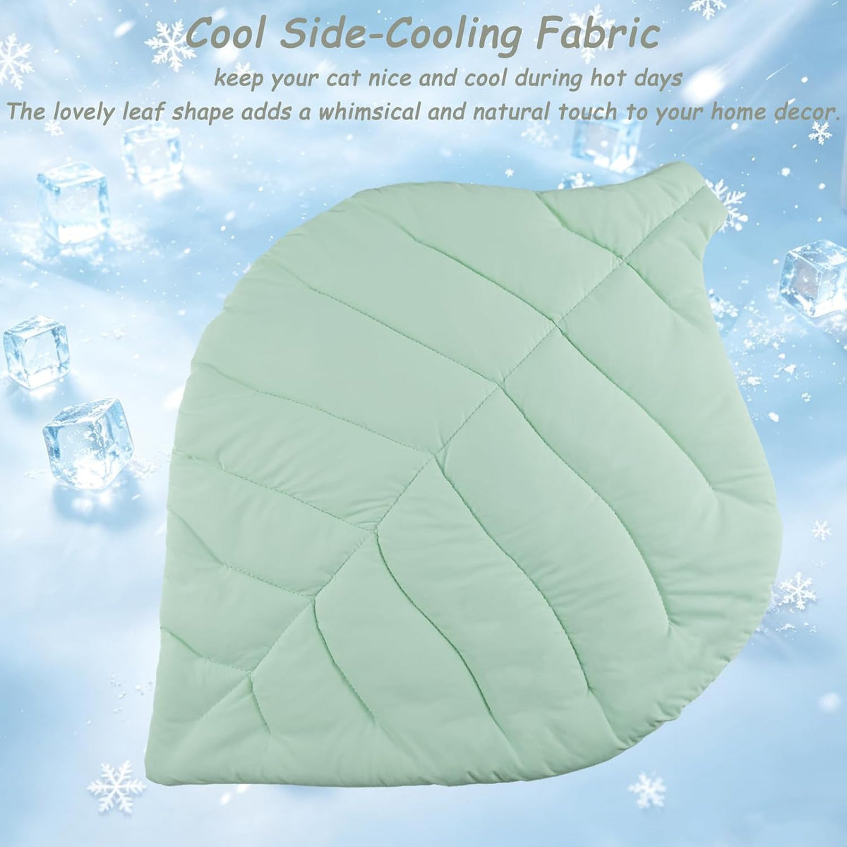 Cat Cooling Mat Cat Leaf Bed Mat Comfortable Soft Fabric Breathable Cozy for All Seasons 26.5"X20.5" Ideal for Cats Small Pets