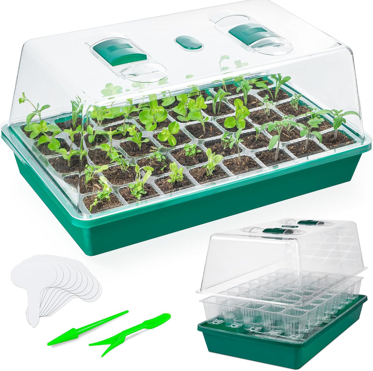 CARPATHEN Seed Starter Tray, Starting Kit with Hard Plastic Humidity Dome