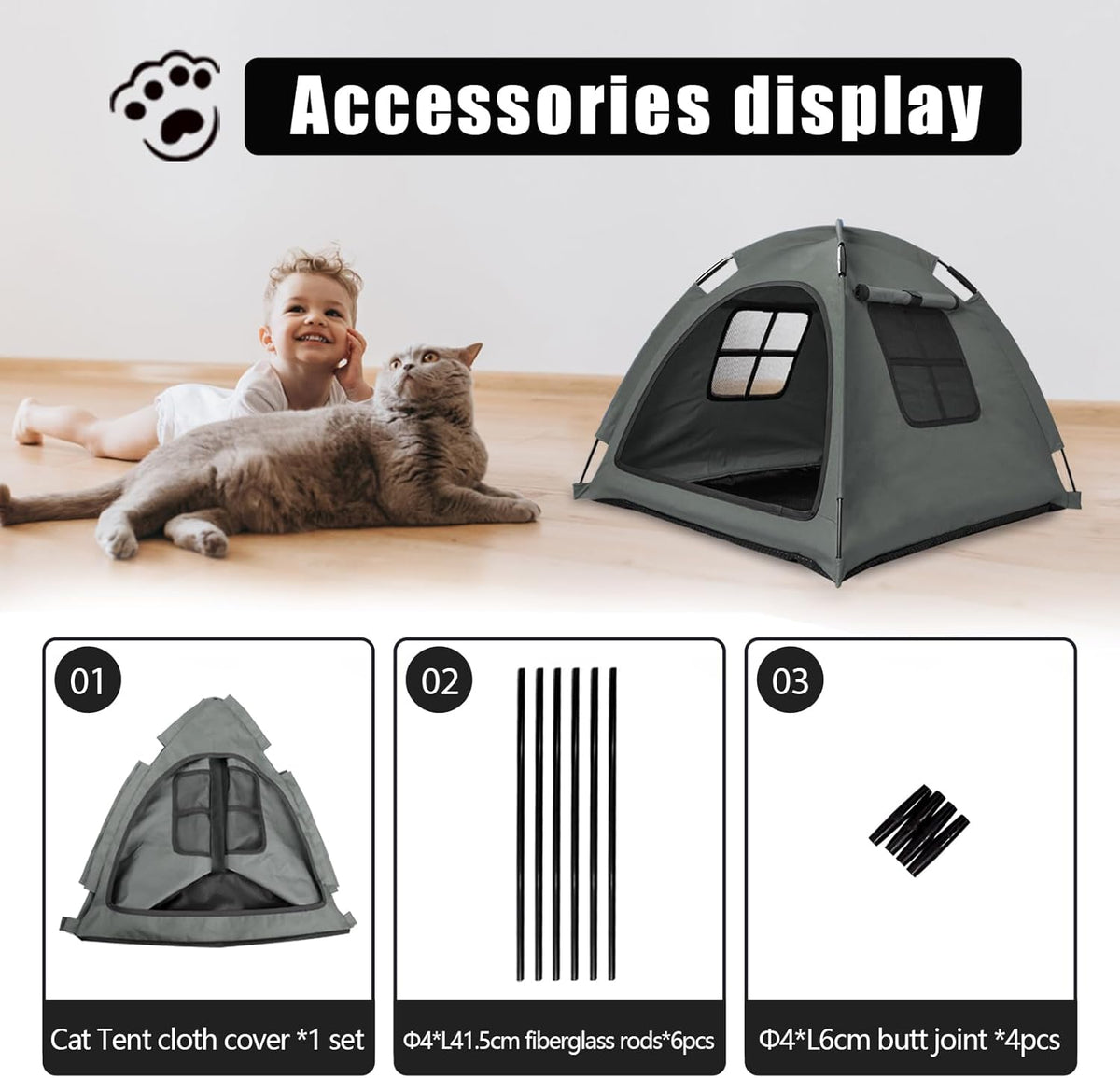 Anti-Anxiety Open Pet Tent for Cats & Dogs, Calming Hideaway