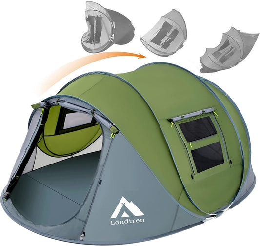 4 Person Easy Pop up Tent Waterproof Automatic Setup 2 Doors-Instant Family Tents for Camping Hiking & Traveling
