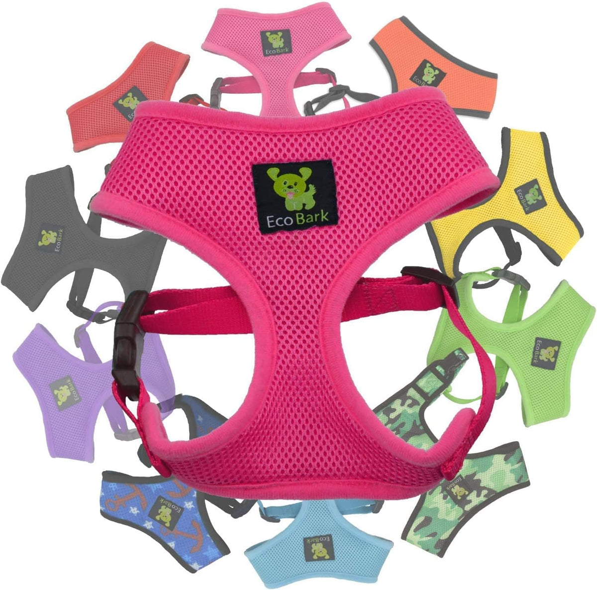 Ecobark Pink Dog Harness - Max Comfort Luxurious Soft Mesh - over the Head No Pull & No Choke Halter Harness Vest - Eco-Friendly Body Harness