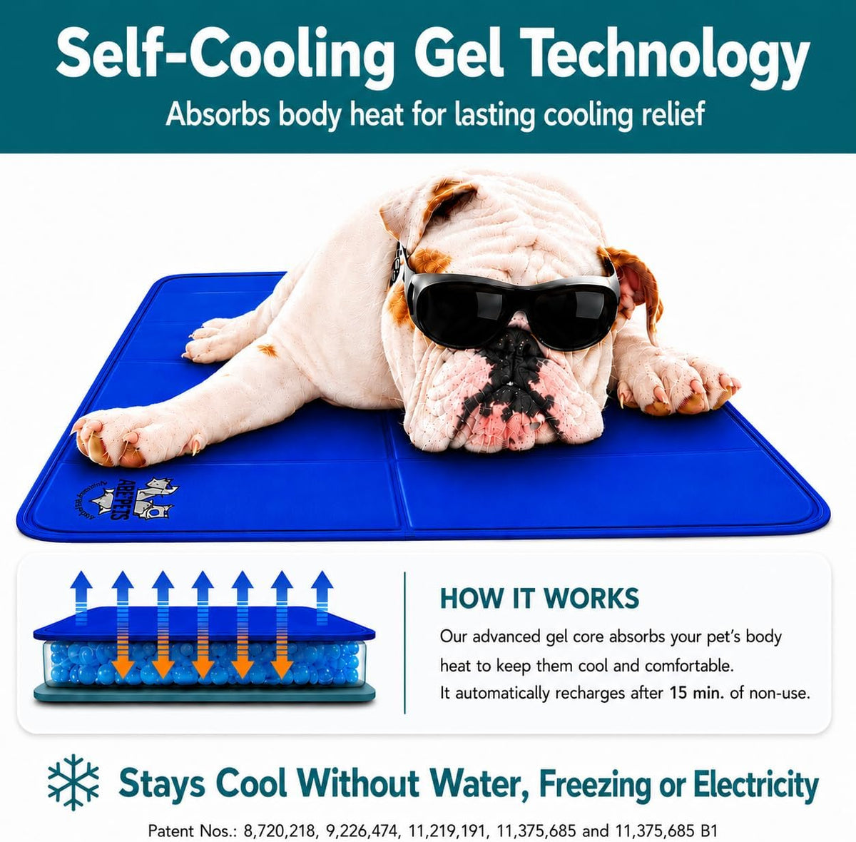Arf Pets Dog Cooling Mat - Solid Gel Self-Cool Pad | Durable & Non-Toxic
