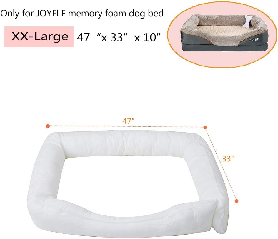 JOYELF Orthopedic Memory Foam Dog Bed Replacement Filling Bolster Insert Stuffing Pillow - Xx-Large Size