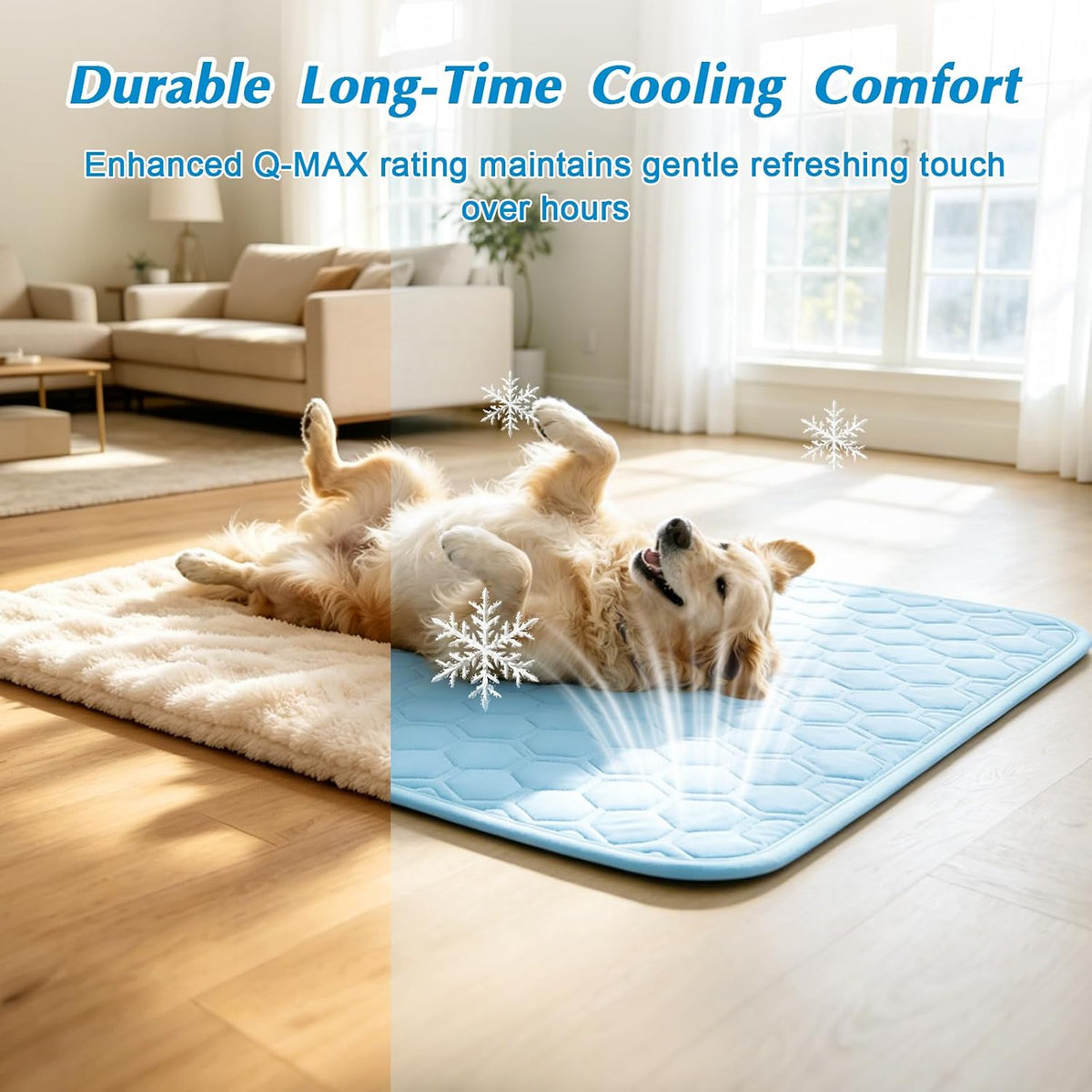 Self Cooling Arc-Chill Fabric, Non-Slip Pet Cooling Mat for Dogs Cats