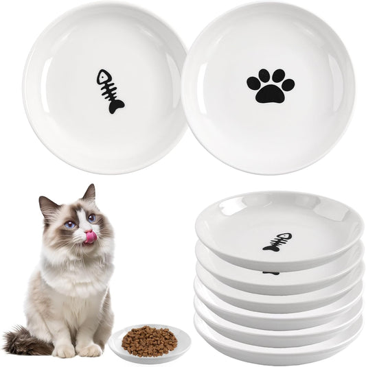 6 Pack Cat Food Bowl, Ceramic Cat Bowls, anti Whisker Fatigue Cats Bowl Set
