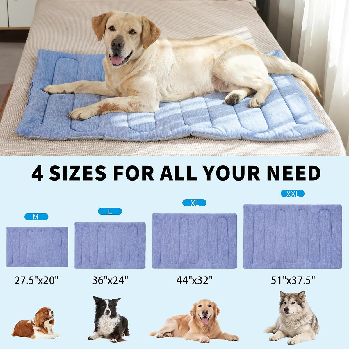 Cooling Mat for Large Dogs, Q-Max>0.46 - Self-Cooling Dog Bed with Arc-Chill Technology,Washable Dog Cooling Mat for Small & Medium Dogs, Indoor Outdoor Kennel Floor Use (36" X 24" - Large-Crate)