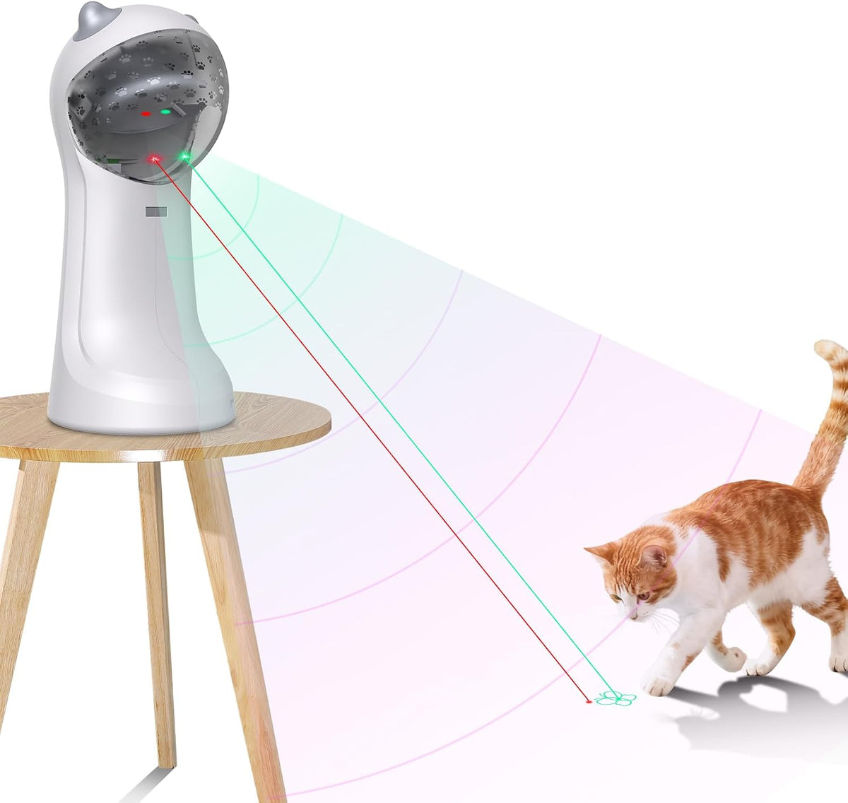 Tbteek Automatic Cat Laser Toy, Red Dot Green Butterfly, USB Rechargeable