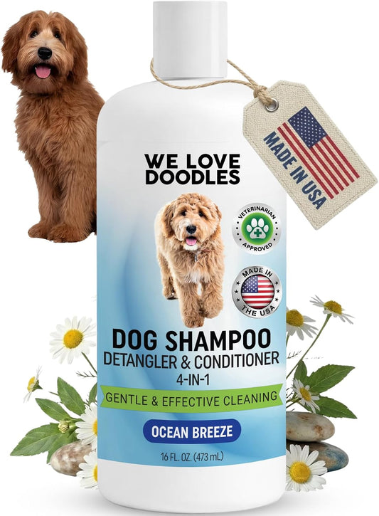 Dog Shampoo, Conditioner & Detangler, Gentle Tearless, Ocean Breeze, 16OZ