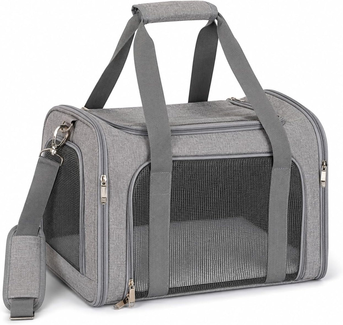 Pet Carrier Soft-Sided for Small Dogs & Cats, Foldable Airline Approved Pet Travel Carrier with Breathable Mesh, Washable Cushion & Shoulder Strap, Portable Puppy Cat Carrier Bag 19.7 * 13 * 13