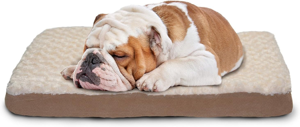 Furhaven Cooling Gel Dog Bed for Large/Medium Dogs W/ Removable Washable Cover, for Dogs up to 55 Lbs - Ultra Plush Faux Fur & Suede Mattress - Gray, Large