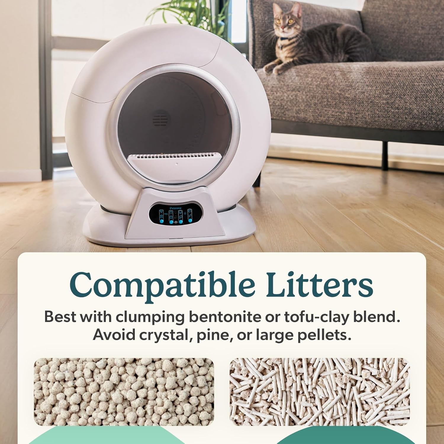 Petcove Automatic Self Cleaning Litter Box for Multiple Cats - Purrtek with Smart App Control (5Ghz Wi-Fi), Triple Odor Control, Quiet Operation & Advanced Safety Sensors