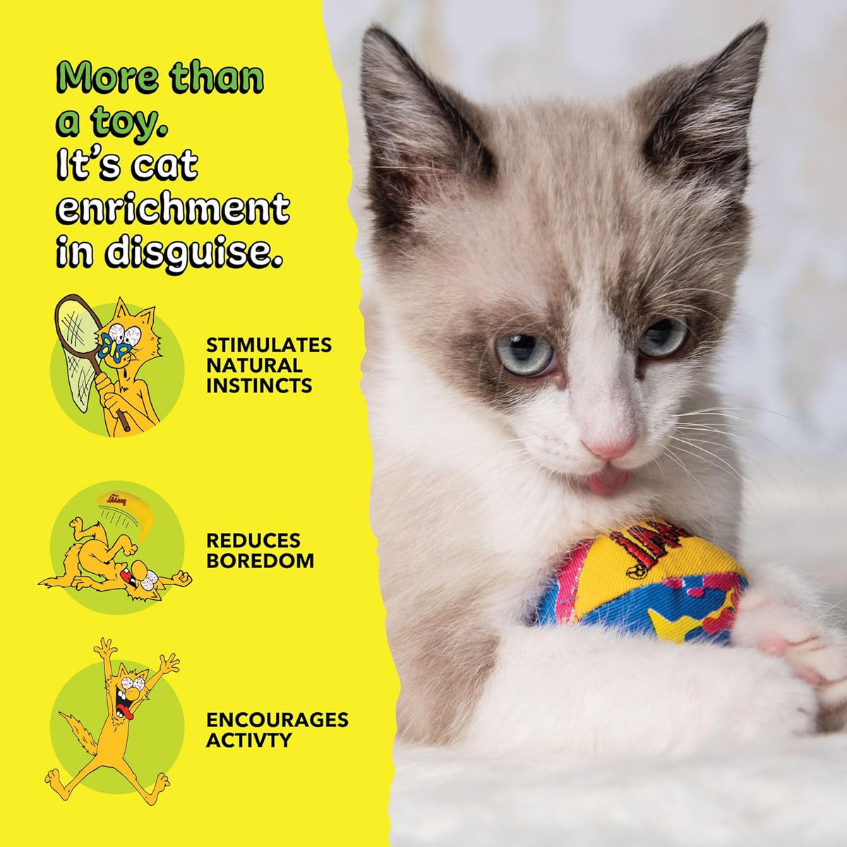 Yeowww! Catnip My Cats Balls Toys for Cats - 3-Pack - Durable Cotton Twill - Made in the USA - Stuffed with Organically Grown Catnip
