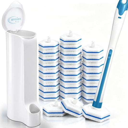 Msvvko Toilet Wand, Disposable Toilet Brush and Holder Set, 30 Refills