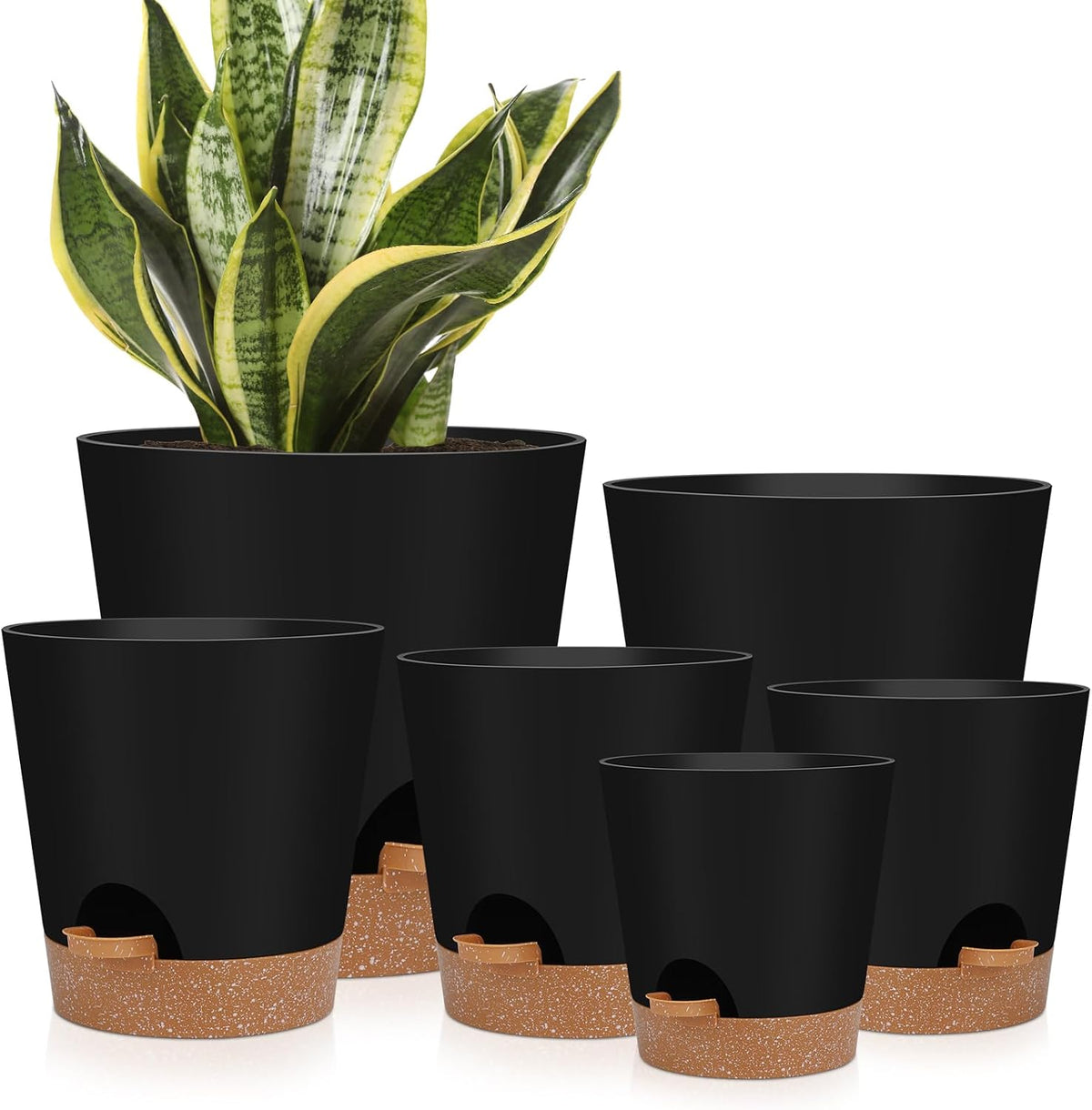 YNNICO 8,7, 6.5, 6, 5.5, 5 Inches Self Watering Planters for Indoor Plants