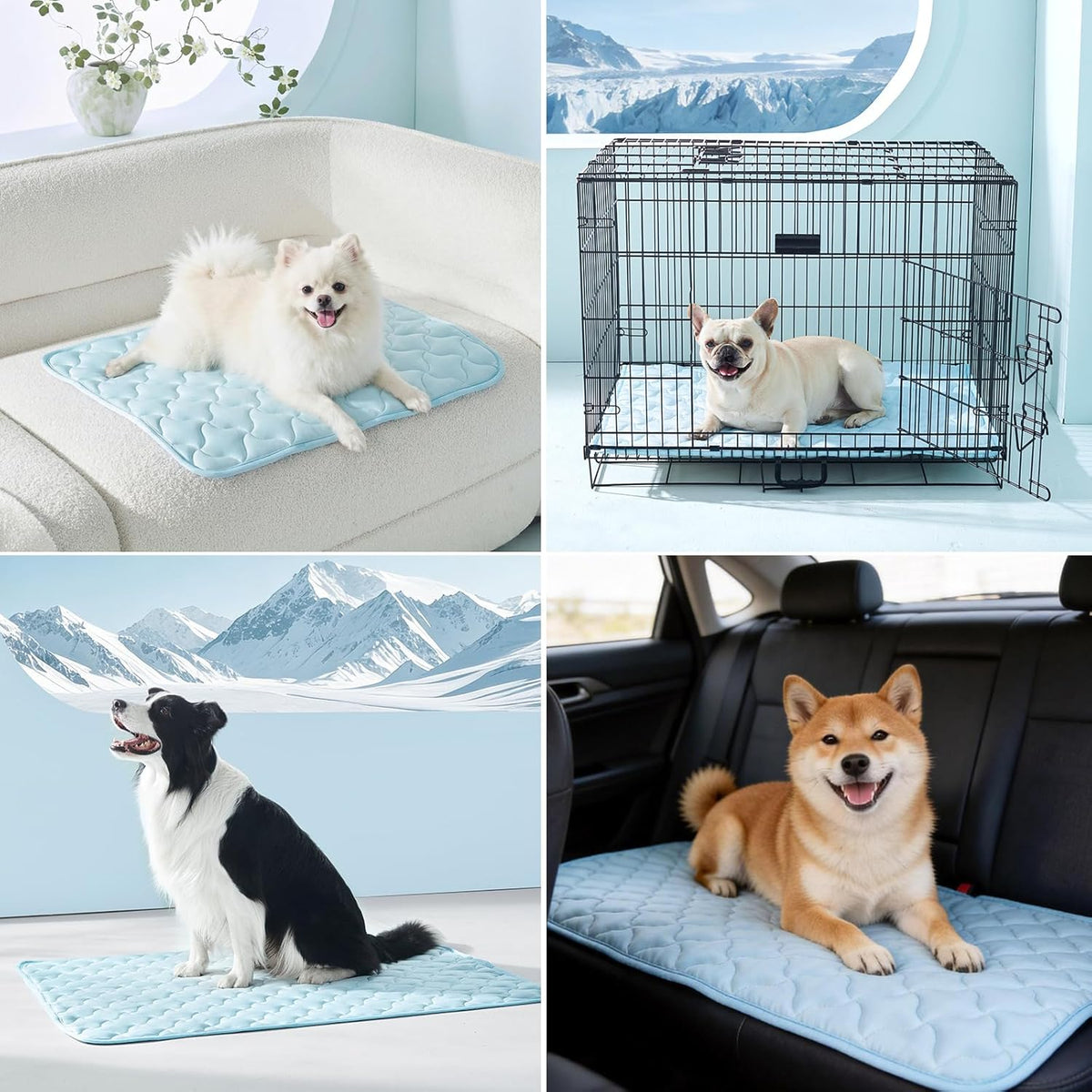 GASUR Cooling Mat for Dogs, Q-Max>0.5 Instant Temp Drop Dog Cooling Mats for Medium Dogs&Cats, Cooling Pad for Dog - Indoor Outdoor Travel Use, Snag Resistant，Machine Washable&Anti-Slip, 28"X22" Blue