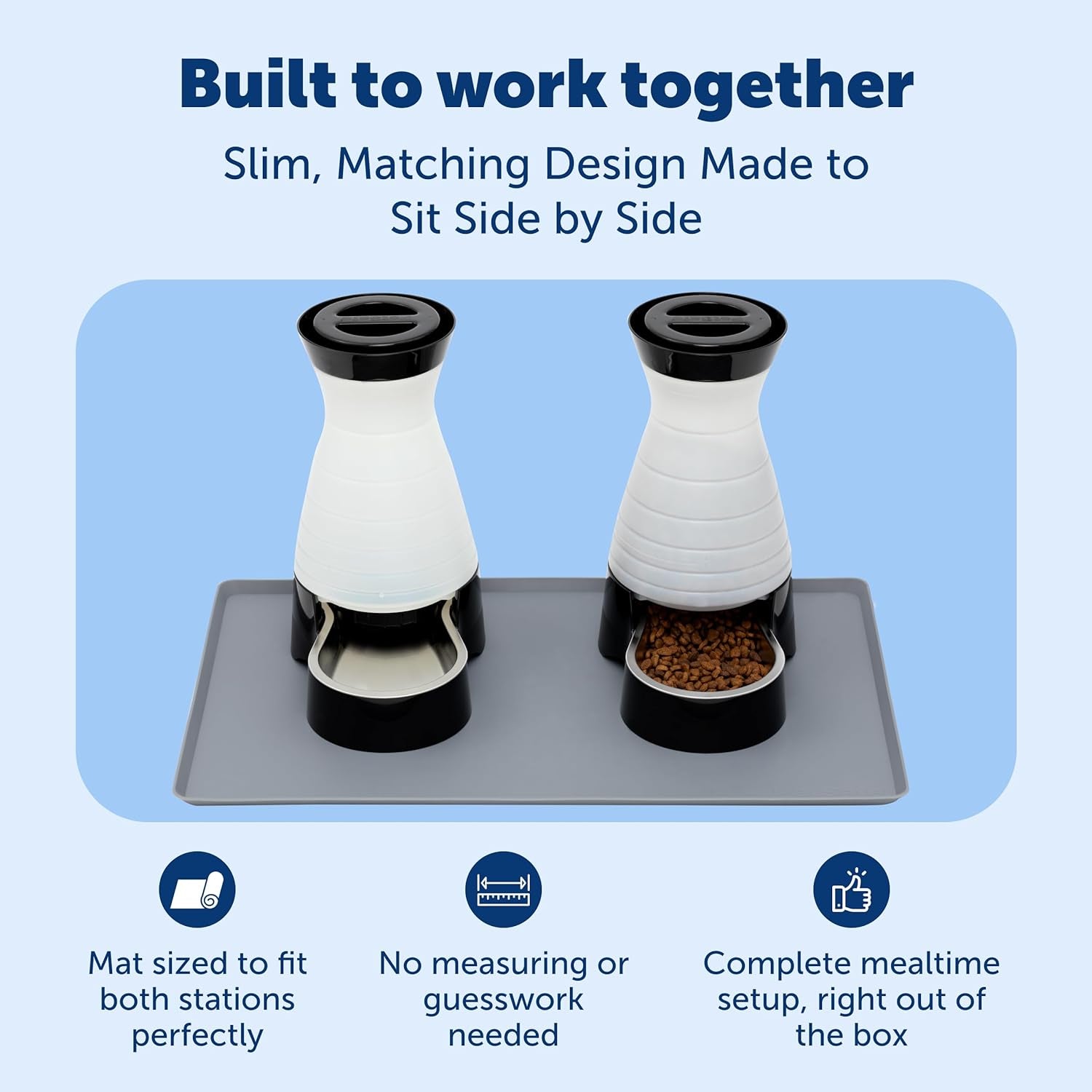Petsafe Healthy Pet Food and Water Station with Waterproof Silicone Mat - Automatic Gravity Food and Water Dispenser for Cats and Dogs - Bpa-Free Reservoir - Removable Stainless Steel Bowl - Medium