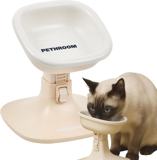 PETHROOM Well Fit Elevated Dog Bowl Stand, Beige