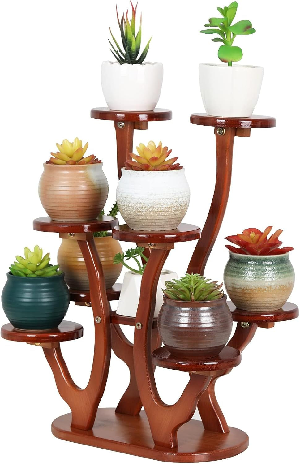 9 Tier Bamboo Plant Stand Indoor, Windowsill Small Succulent Shelf