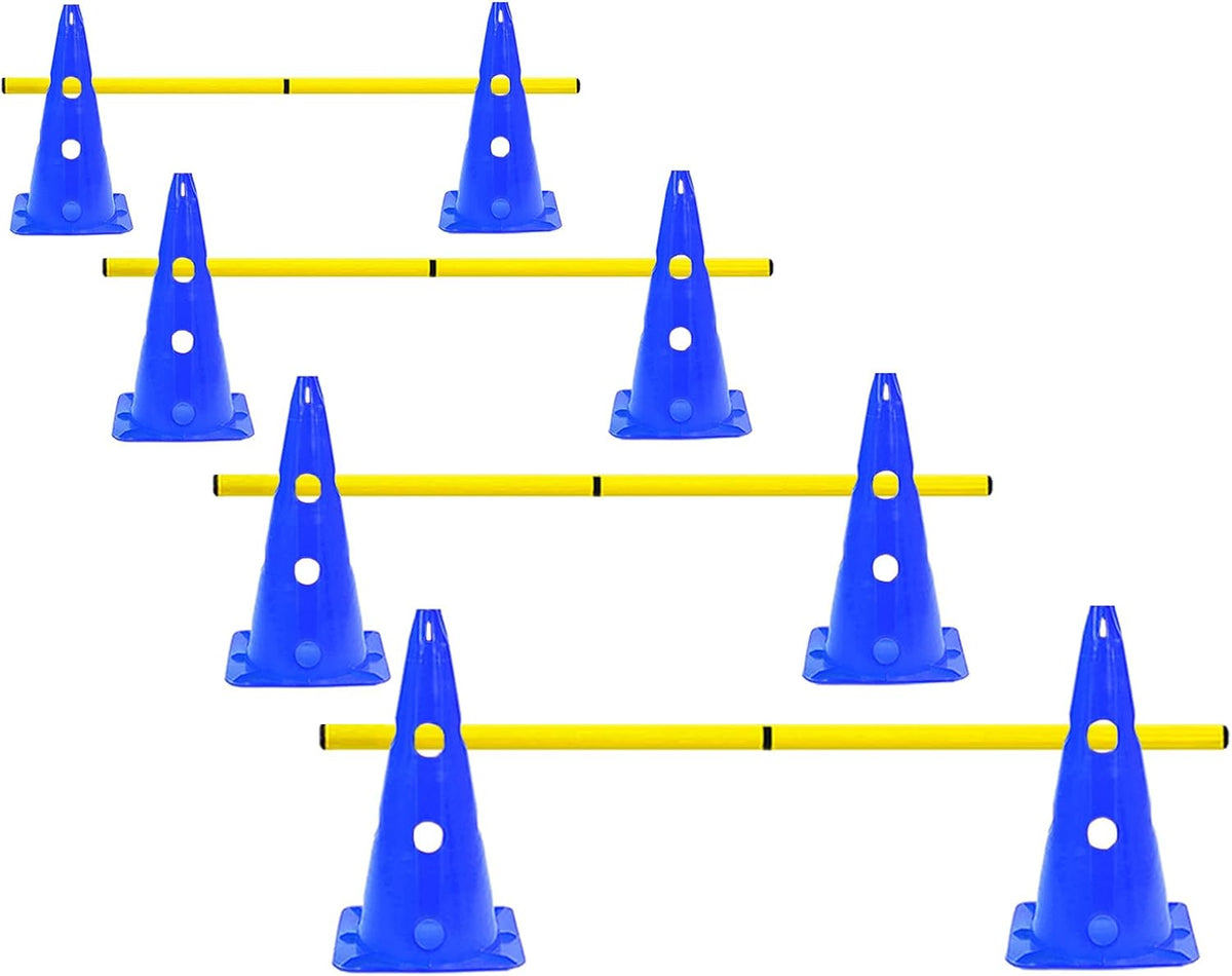 15 Inch Speed Agility Hurdles and Cones Set with 3 Height Level Detachable Jumping Hurdles for Beginner, Dog Training