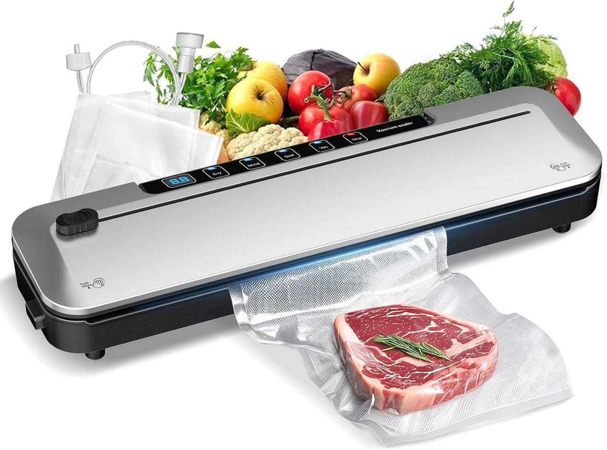 Vacuum Sealer Machine 75Kpa, 6-In-1 Dry/Moist Modes, Digital Timer