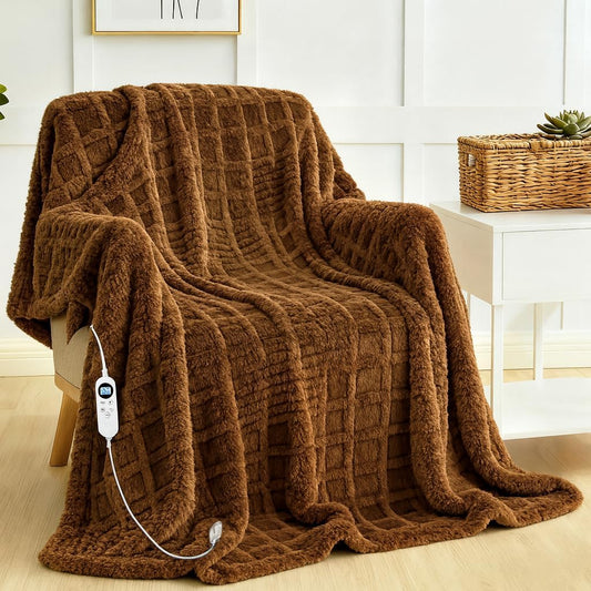 Eastsora Heated Blanket Electric,Waffle Heating Blanket with 12 Heat Levels