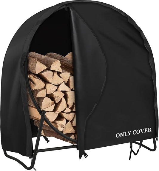 40 Inch Firewood Log Hoop Cover, Heavy Duty 600D Oxford Outdoor Waterproof round Log Rack Cover with Zipper & 2 Windproof Buckle Straps & Drawstring,Round Firewood Rack Cover