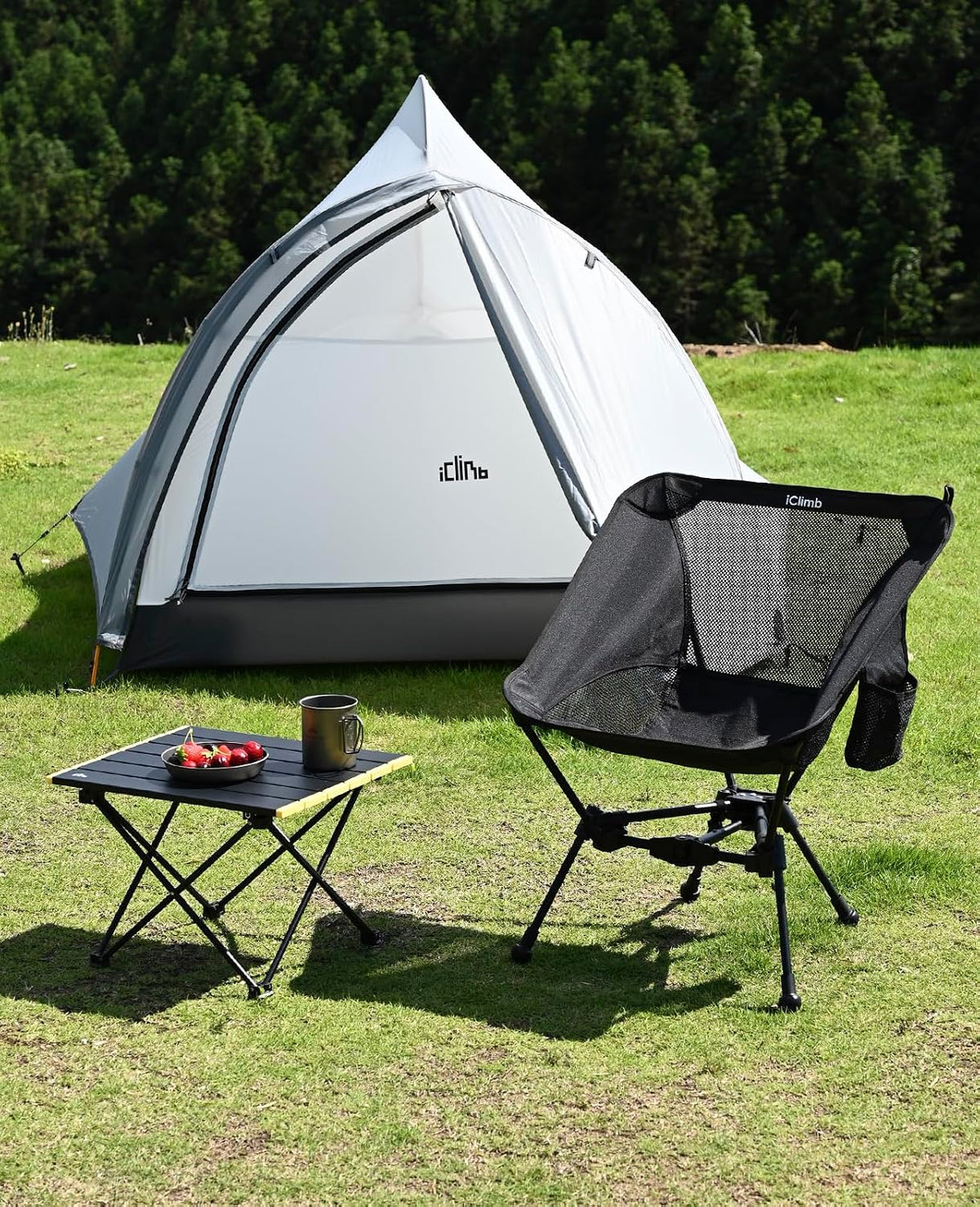 Iclimb Ultralight Compact Camping Folding Table (Black - S)