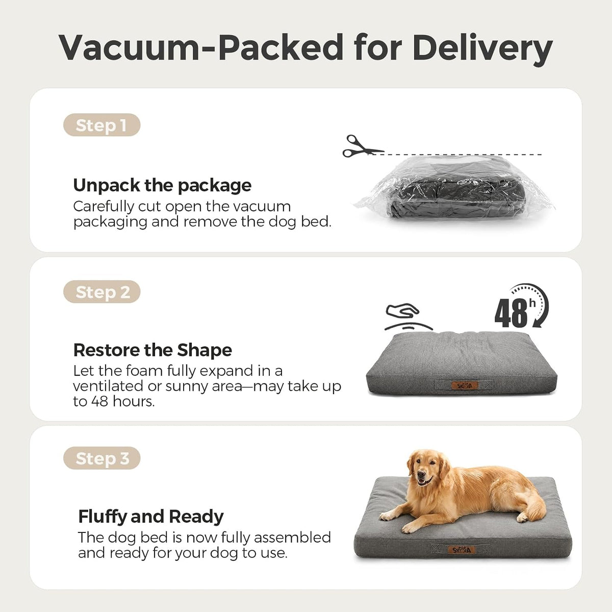 Sytopia 36" XL Indestructible Dog Bed, Orthopedic Waterproof Chew Proof Dog Bed, Chew-Resistant Dog Pad, 55 Lbs Capacity for Extra Large Dogs, Indoor & Outdoor Use, Dark Grey
