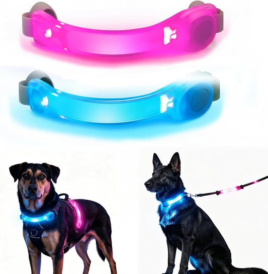 2 Pack LED Dog Leash Light, Hook & Loop for Leash Harness Collar