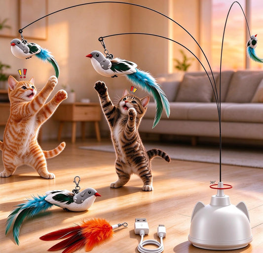 Interactive Cat Toys for Indoor Cats Toy Wand 360°Automatic Moving Cat Toys