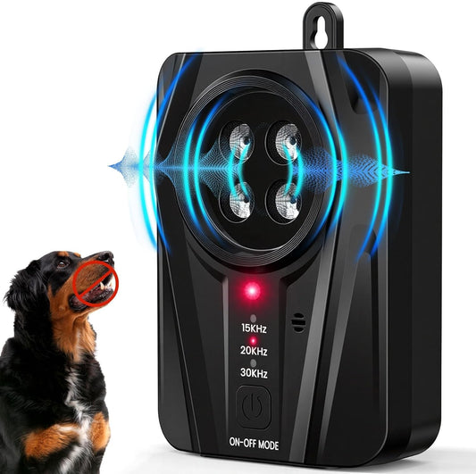 Dog Bark Deterrent Devices, Automatic anti Barking Device with 4 Ultrasonic Transmitters Long Range 50FT, 3 Mode Rechargble Barking Control Devices, Effective Stop Bark Box Outdoor & Indoor