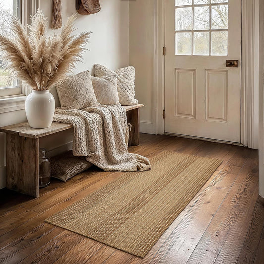 Matessenz 2X5 Cotton Blend Runner Rug, Machine Washable Boho Woven Hallway Rug, Non-Shedding Indoor Floor Mat for Kitchen, Laundry & Entryway
