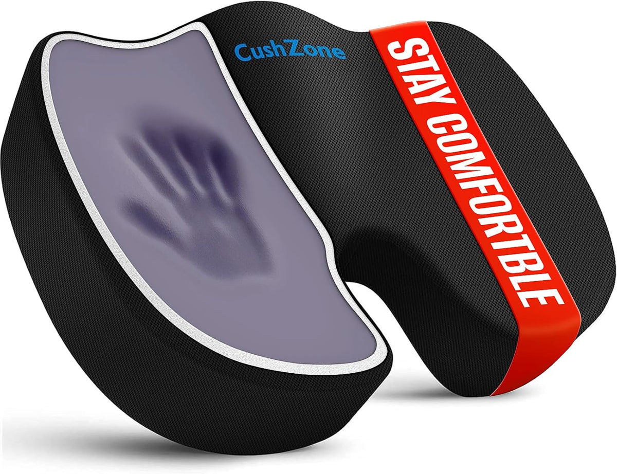 Cushzone Seat Cushion Memory Foam Chair Pad for Office & Car, Black