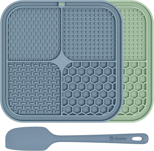 Chefaide 2 Pack Lick Mat for Dogs,Cats,Upgraded 8.5×8.5 Inches Licking Mats with Suction Cups,Slow Feeder Licking Pad for Anxiety Relief and Boredom Reducer,Suitable for Dog Training Set 3