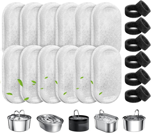 24Pcs Cat Water Fountain Filter Fit 101Oz/3L Stainless Steel Pet Fountain