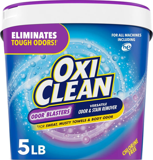Oxiclean Odor Blasters Versatile Odor and Stain Remover Powder, 5 Lb | Eliminates Tough Odors, Laundry Stain Remover, Oxygen-Powered Cleaning, Multi-Purpose Cleaner, Color Safe Formula