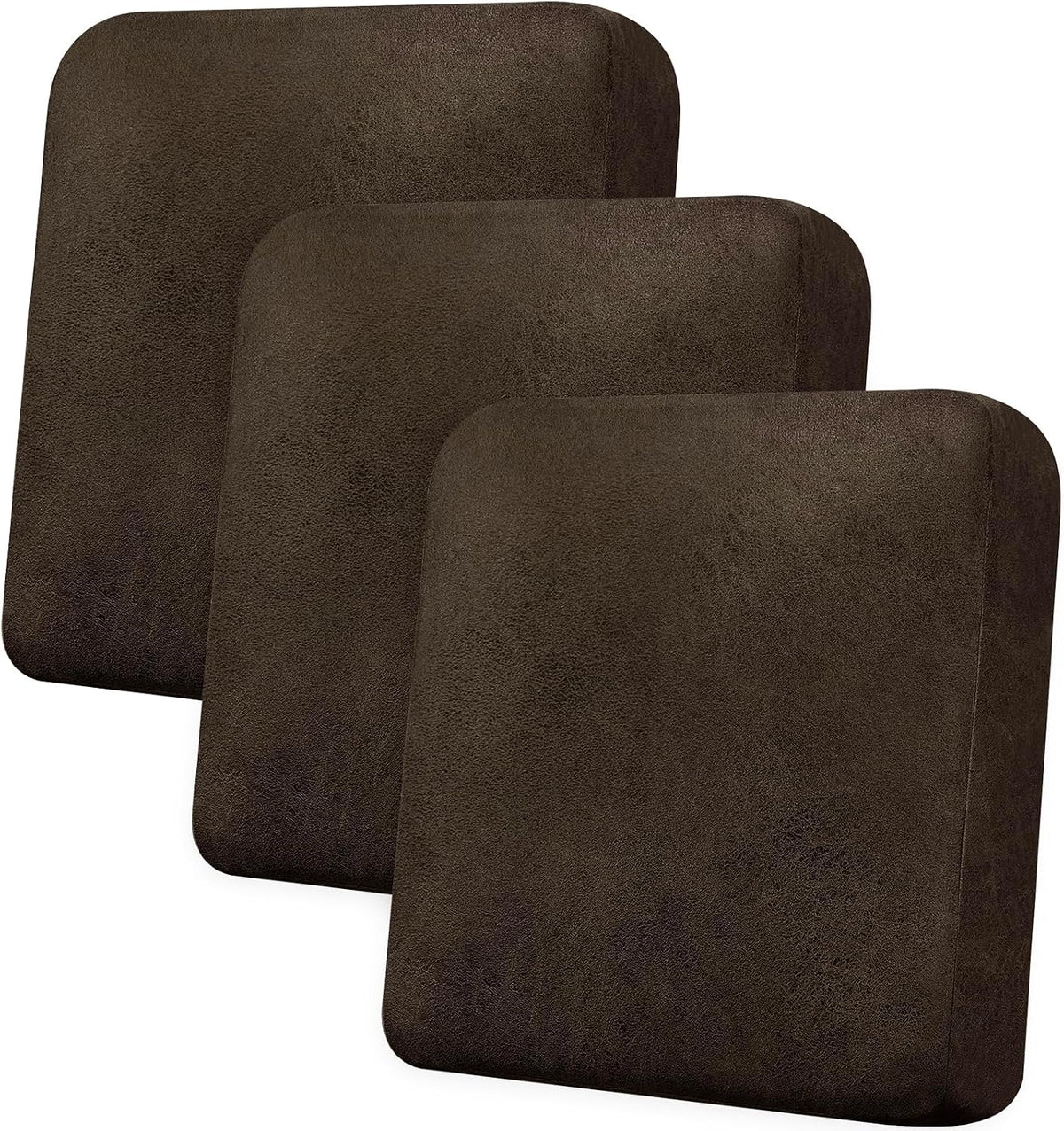 Couch Cushion Covers Leather-Look 3PC Stretch Sofa Seat Slipcover Sets for Living Room Individual Sofa Cushion Cover Couch Seat Protectors, Pet-Friendly, Non-Slip, Easy Fit - Coffee