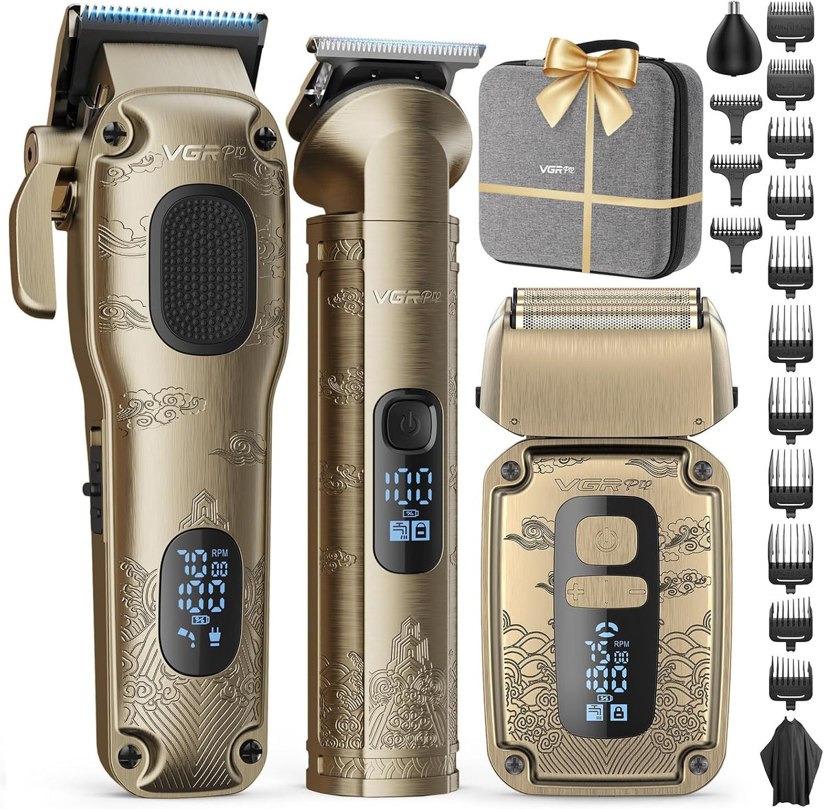 VGRPRO Hair Clippers for Men, Beard Trimmer, Foil Shaver 3-In-1 Clipper Set