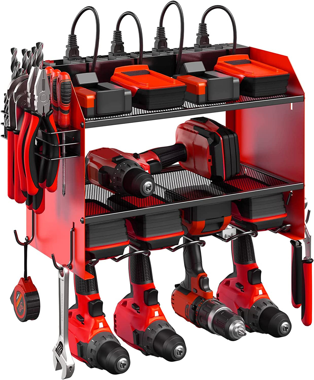 CCCEI Wall Mount Modular Tool Charging Organizer, Red, 1 Pack, 3 Tier.