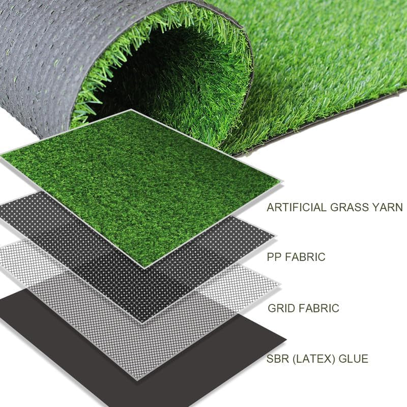 Petgrow Thick Artificial Grass 4 X 6Ft,0.7Inch Pile Height Green Soft Fake Faux Grass Turf Mat,Indoor Outdoor Garden Dogs Pet Synthetic Turf Carpet Doormat, Rubber Backed with Drainage Holes