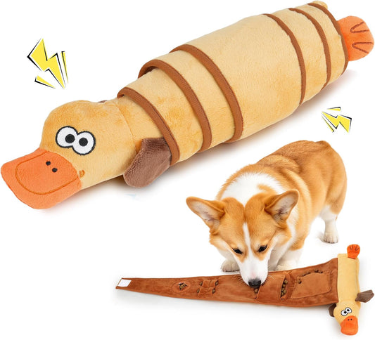 Burgeonnest Dog Puzzle Enrichment Toy, Plush Squeaky Puppy Toys
