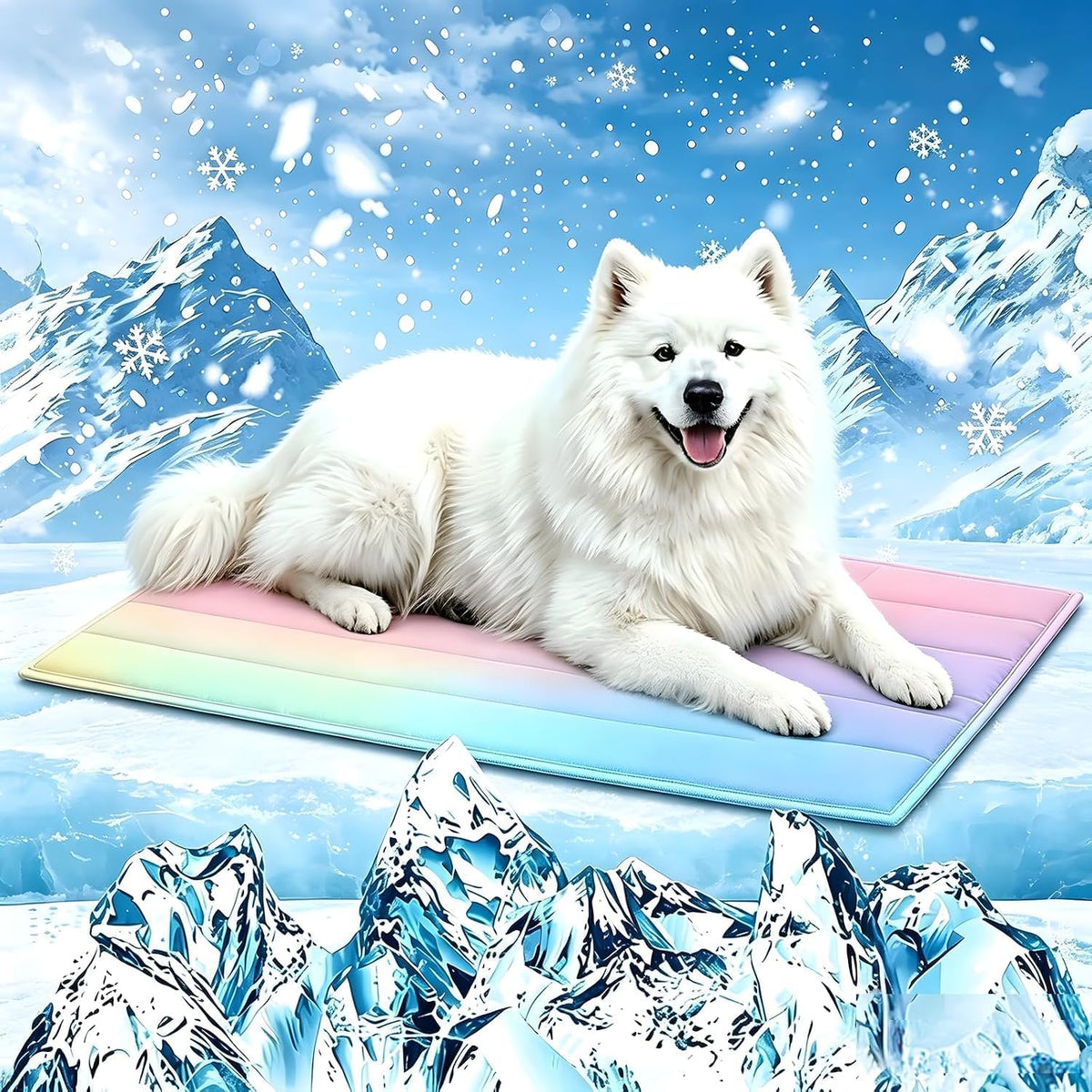 Dog Cooling Mat，Cooling Mat for Dogs & Cats，Cat Cooling Mat，Pet Cooling Mat，Cooling Gel Pad for Dogs & Cats，Summer Pet Cool Mat，Hand Washable，Pets Gel Cooling Pad (Rainbow Colors)