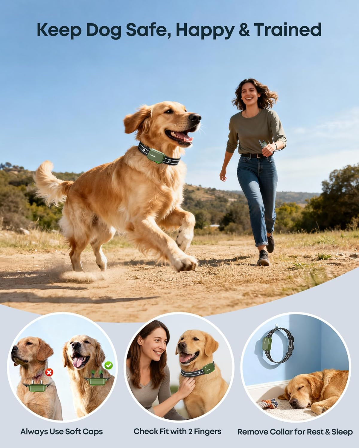 Dog Shock Collar - 4500FT Dog Training Collar with Remote, IPX8 Waterproof Electric Dog Collar with 4 Training Modes, Security Lock, Rechargeable Ecollar for 10-120Lbs Small Medium Large Dogs