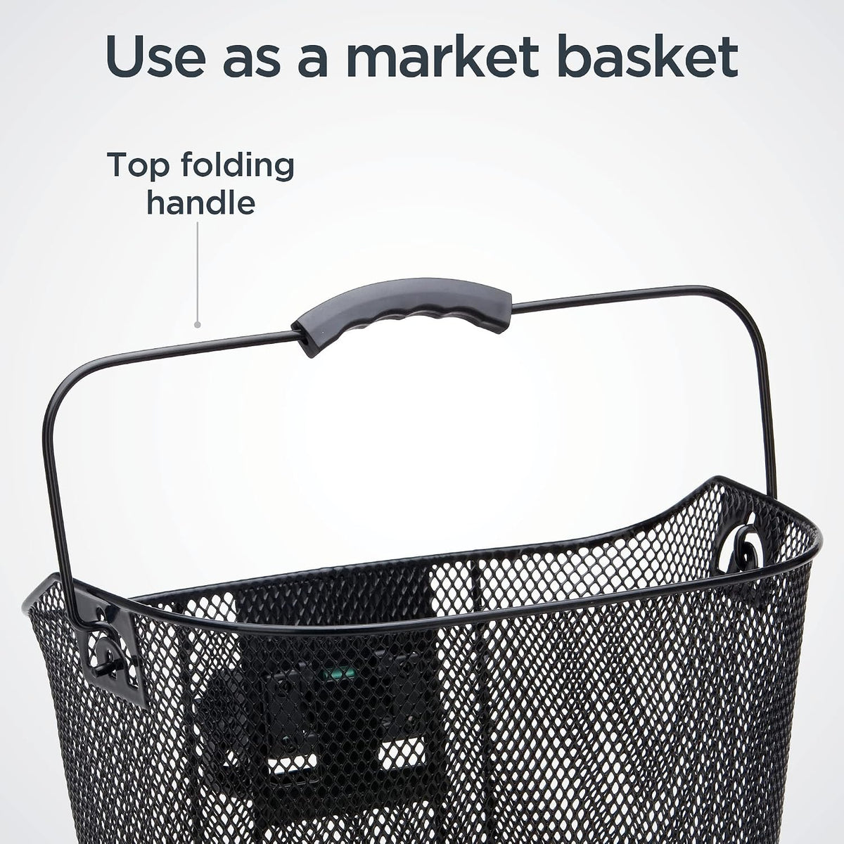 Schwinn Quick Release Wire Bike Basket, Black, Weather Resistant, Folding Handle for Hand Carry, Fits Most Adult Bicycles, Includes Mounting Hardware, Bicycle Basket for Adult Bikes